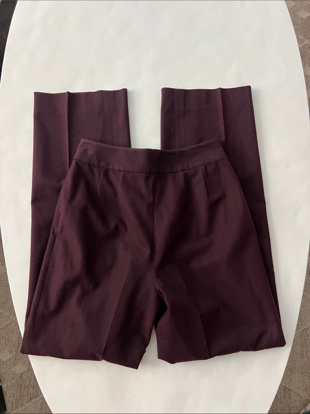 ST. JOHN Burgundy Straight Leg Mid Rise Trouser Pants Silk Lined 2 / 26" $230 - Picture 5 of 7